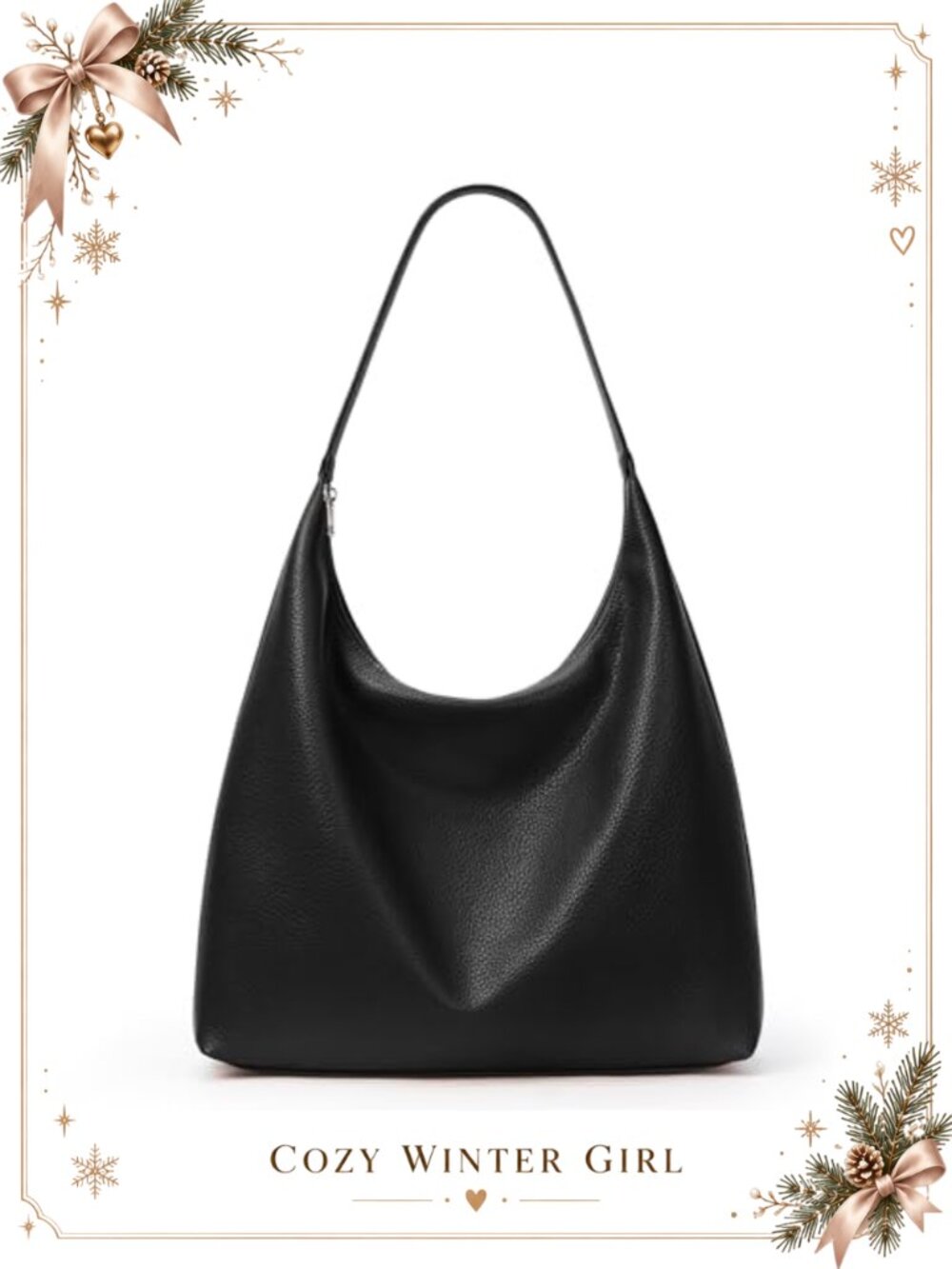 Large Slouchy Hobo Shoulder Bag Vegan Leather Zipper Tote Casual Work Travel